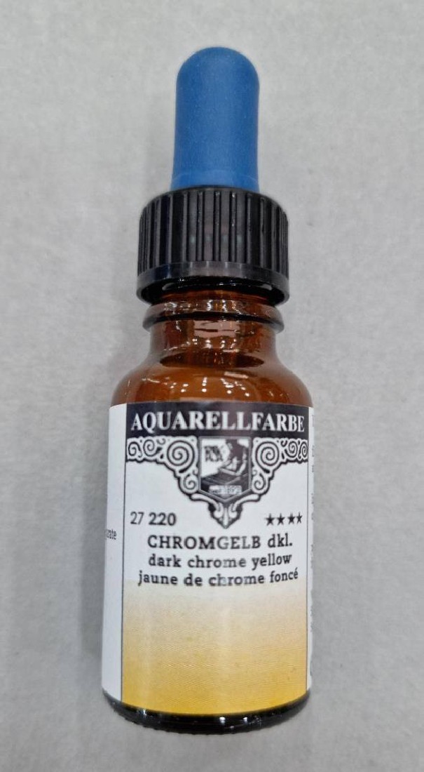 Rohrer & Klingner water colour for artists 12ml pipette bottle dark chrome yellow