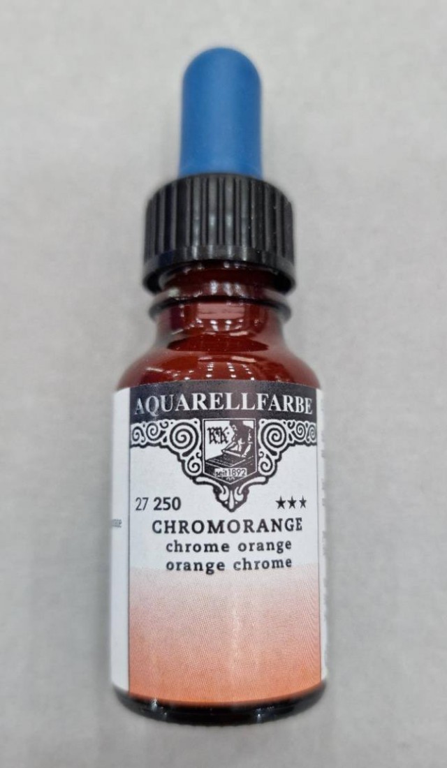 Rohrer & Klingner water colour for artists 12ml pipette bottle Chrome orange