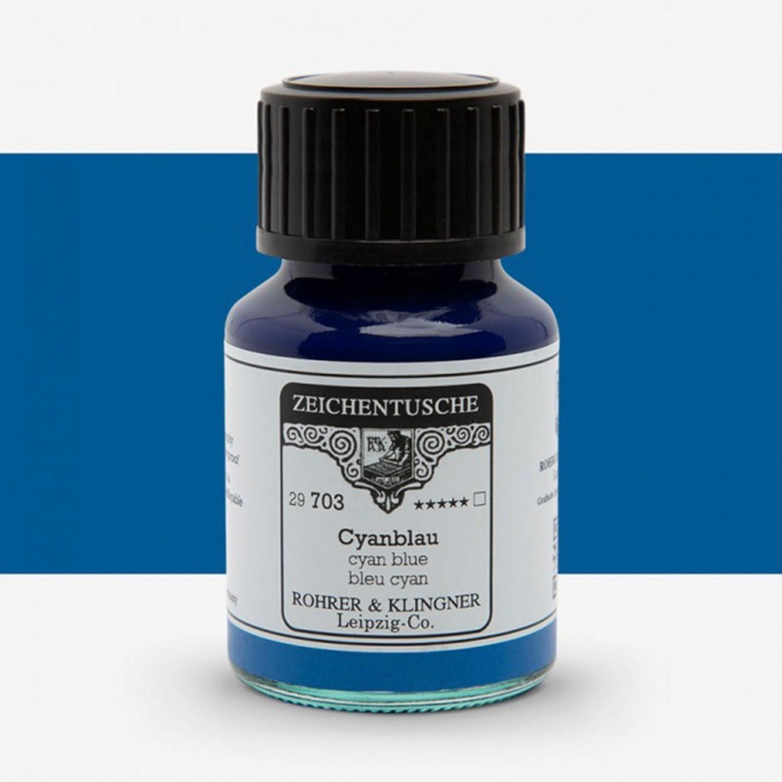 Rohrer and Klingner Calligraphy Ink 50ml Cyan Blue 29703