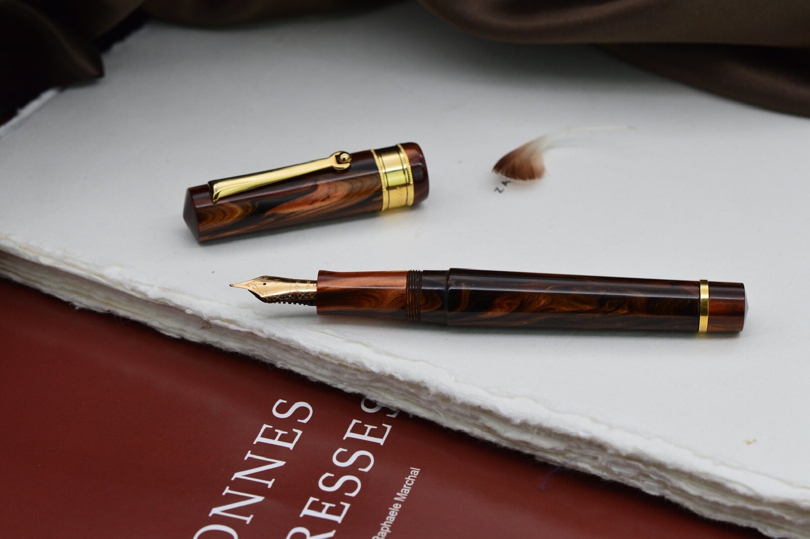 Santini Italia Libra Rosewood GP  piston filler pen with ebonite feeder superflexy nib 14k