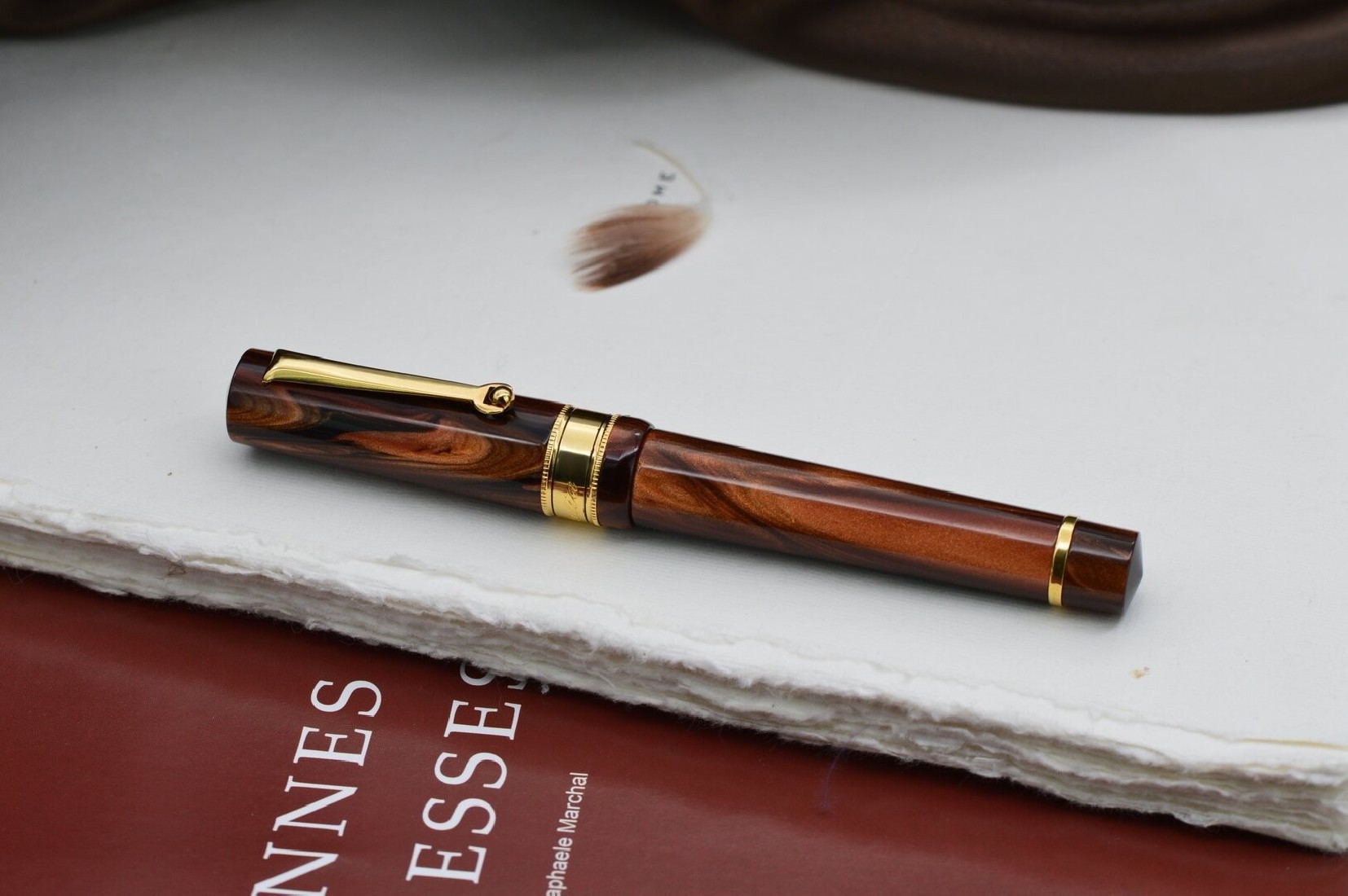 Santini Italia Libra Rosewood GP  piston filler pen with ebonite feeder superflexy nib 14k