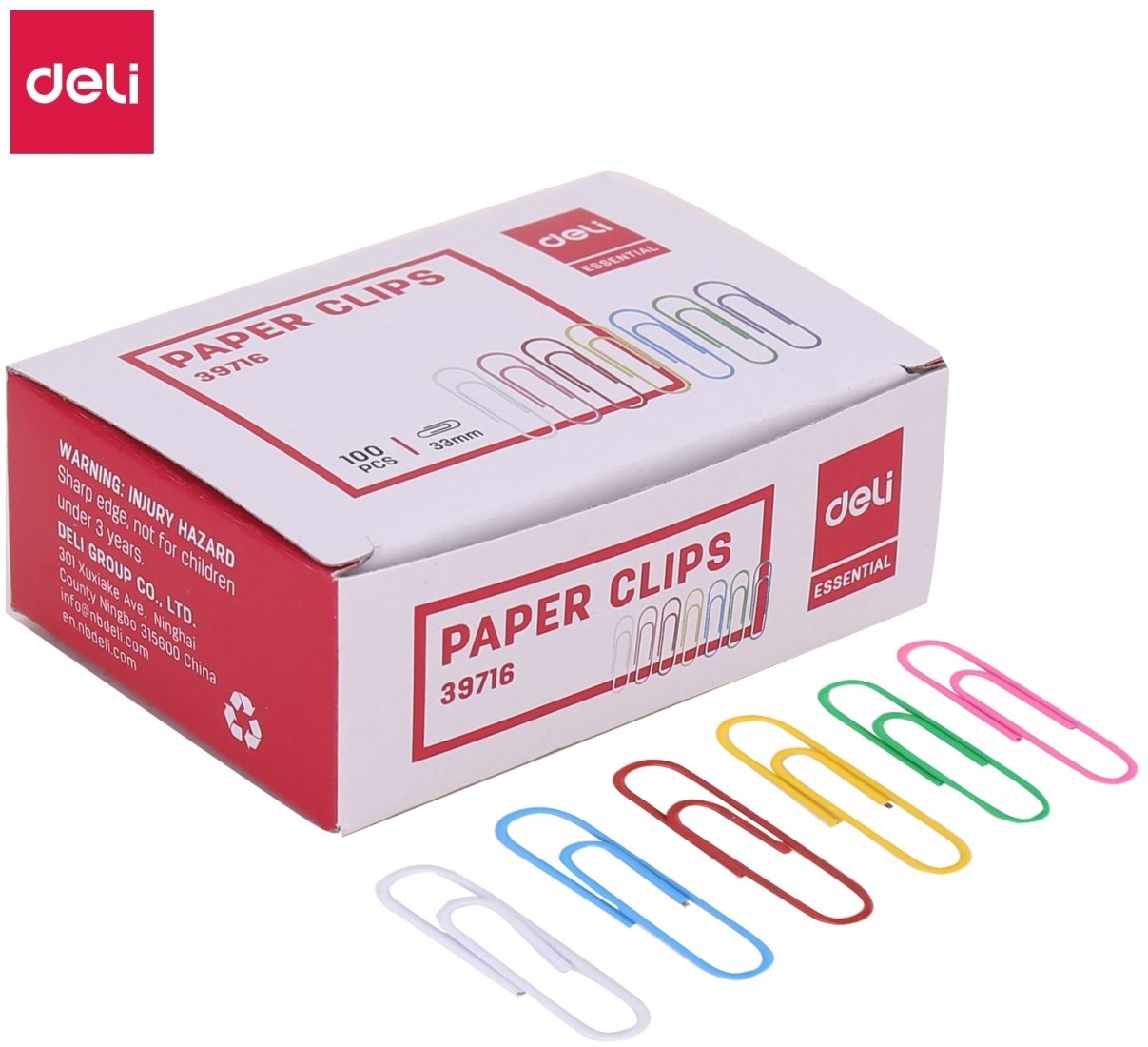 Deli Συνδετήρες 33mm Πλαστικοί Χρωματιστοί No4 100τμχ