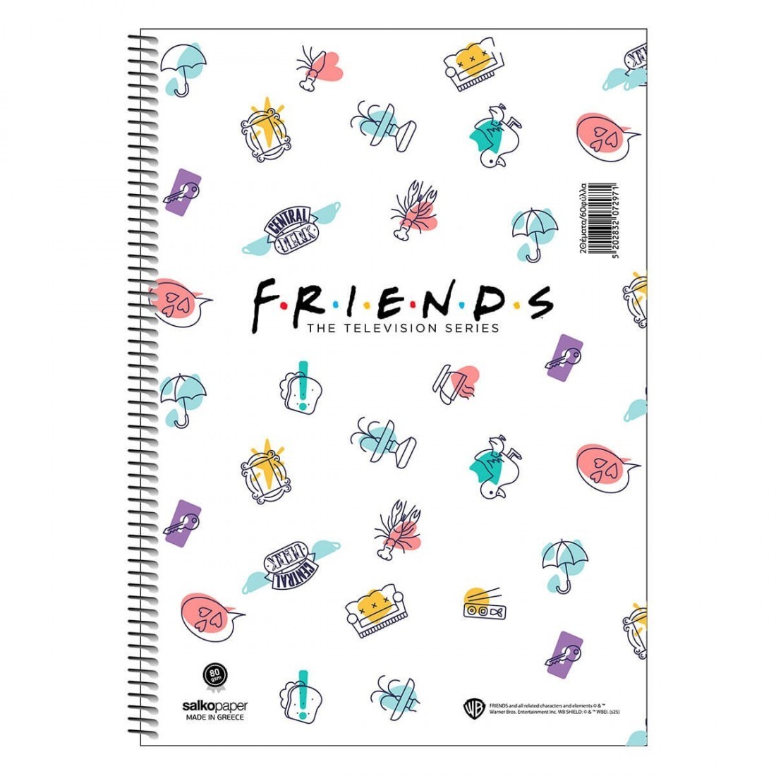 Τετράδιο σπιράλ Friends Central Park 17x25 3 θεμάτων 90φ 80γρ 7293 Salko