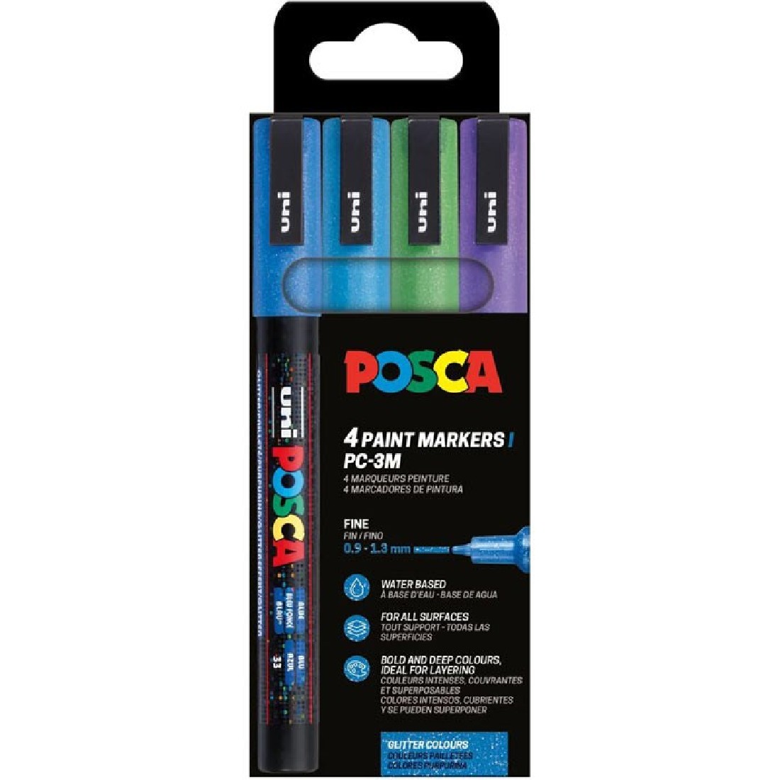 POSCA Σετ 4  Μαρκαδόροι PC-3M Glitter Colours