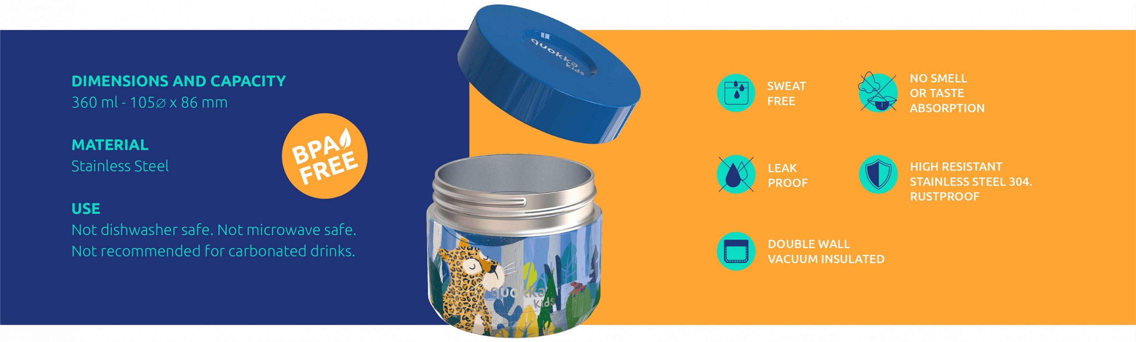 Δοχείο Φαγητού Θερμός 360ml Whim Jungle 40097 Quokka Kids