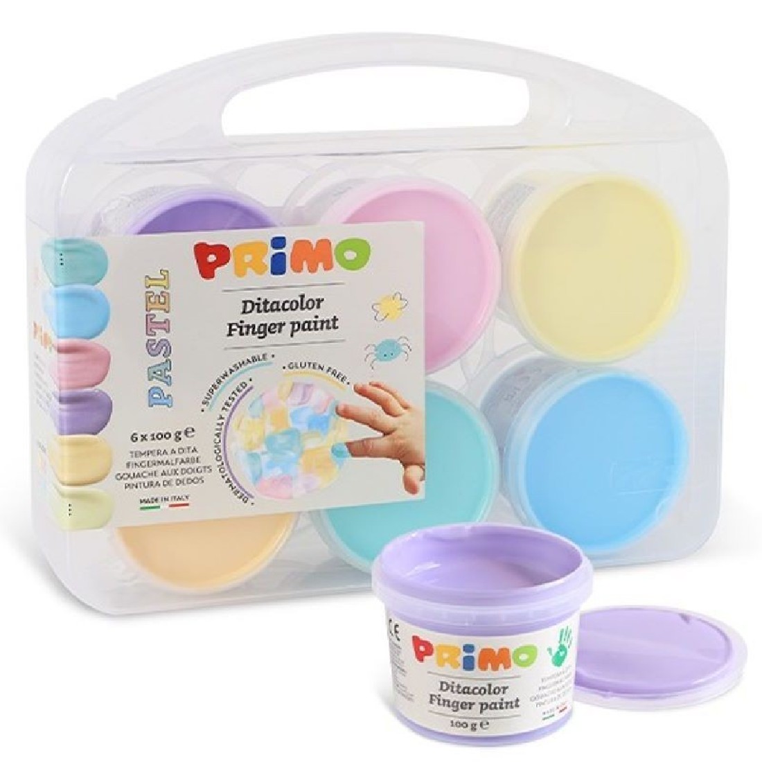 Σετ δακτυλομπογιές σε βαλιτσάκι Pastel (6x100gr.) Primo