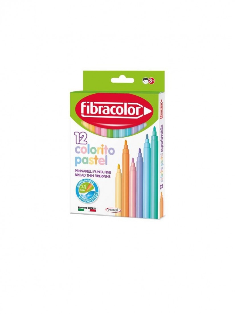 Μαρκαδόροι Λεπτοί 12 Χρωμάτων Colorito Pastel 539SW012SEP Fibraclor
