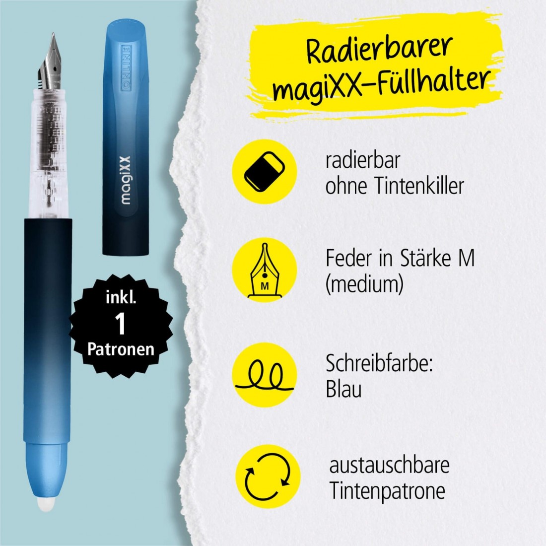 Erasable Fountain Pen ONLINE magiXX Blue Dream 280225