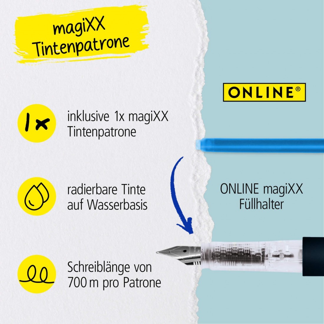 Erasable Fountain Pen ONLINE magiXX Blue Dream 280225