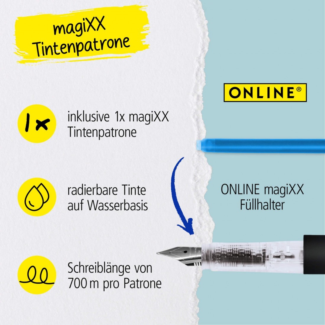 Erasable Fountain Pen ONLINE magiXX Dark Shadow 030325