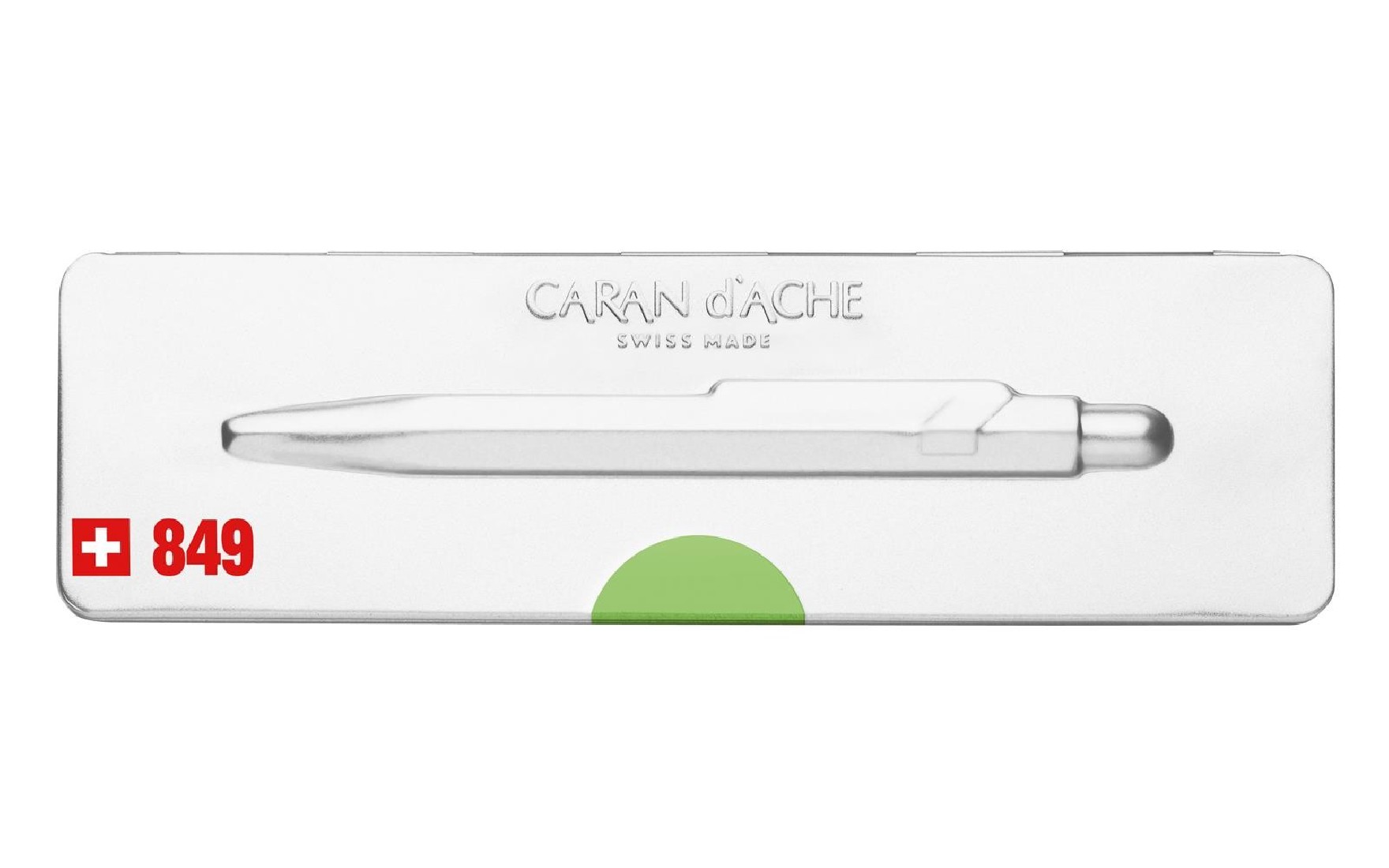 Caran Dache 849 Popline fluo green ballpoint pen, with holder 0849.730 C
