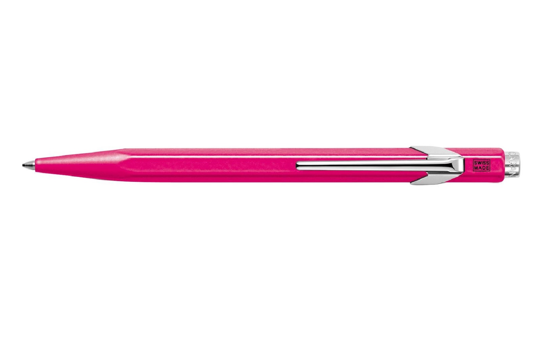 Caran Dache 849 Popline  fluo pink ballpoint pen, with slim metal box 0849.590 C