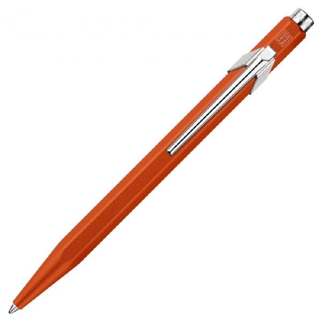 Caran Dache 849 metallic orange ballpoint pen with slim metal box 0849.776