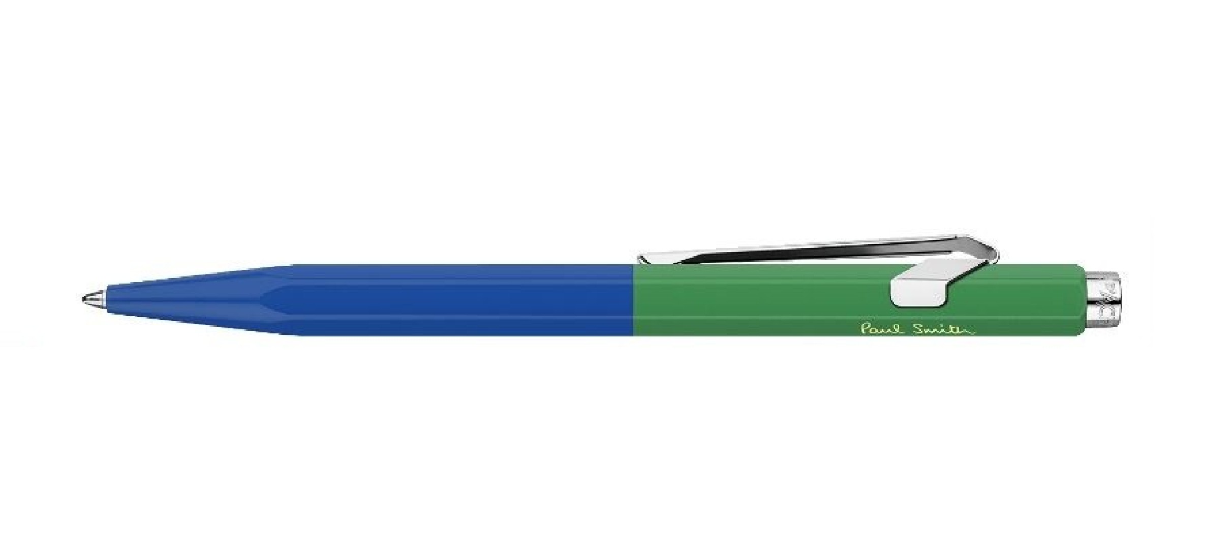 CARAN DACHE 849 Paul Smith Cobalt Blue and Emerald Green ballpoint pen, with holder 849.338
