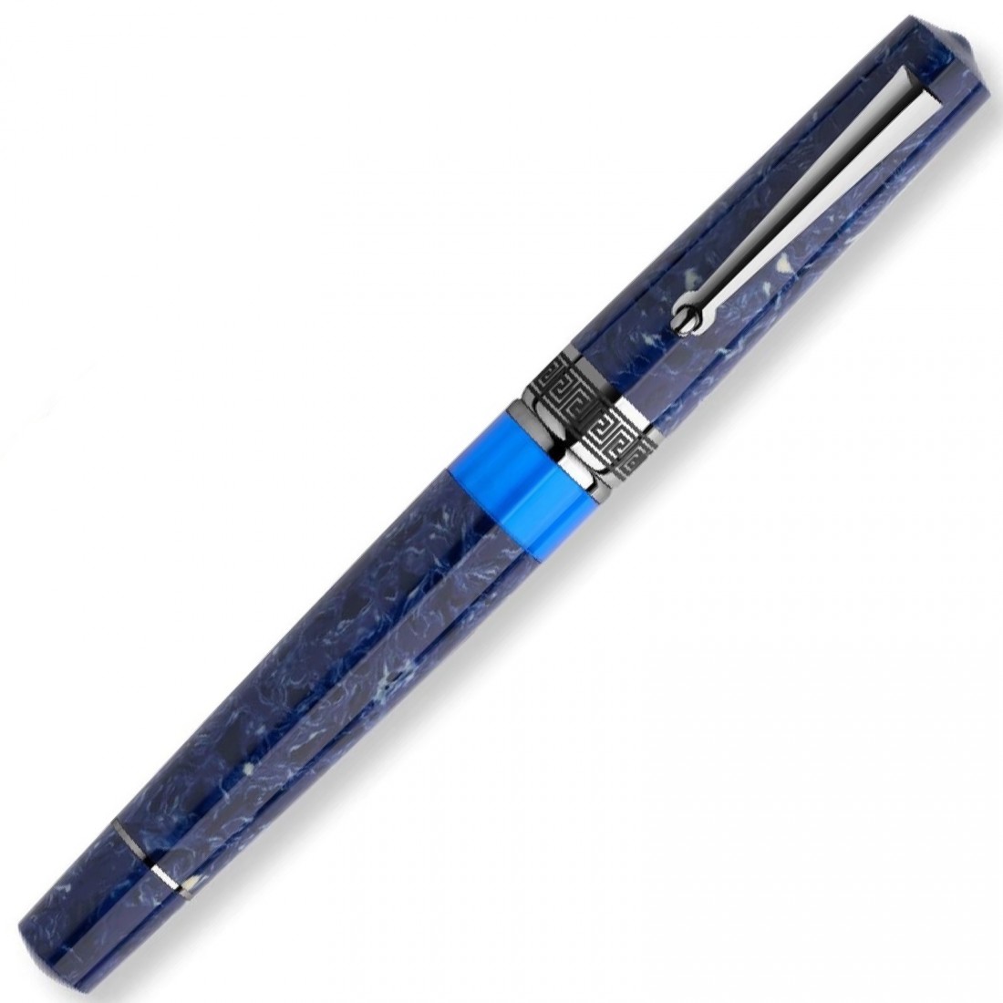 Delta Lapis Blue Celluloid Fountain Pen - Ruthenium (Limited Edition)