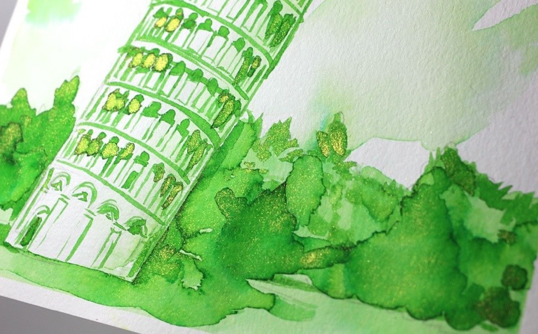 Diamine 50ml Golden Oasis Fountain pen shimmer ink bottle