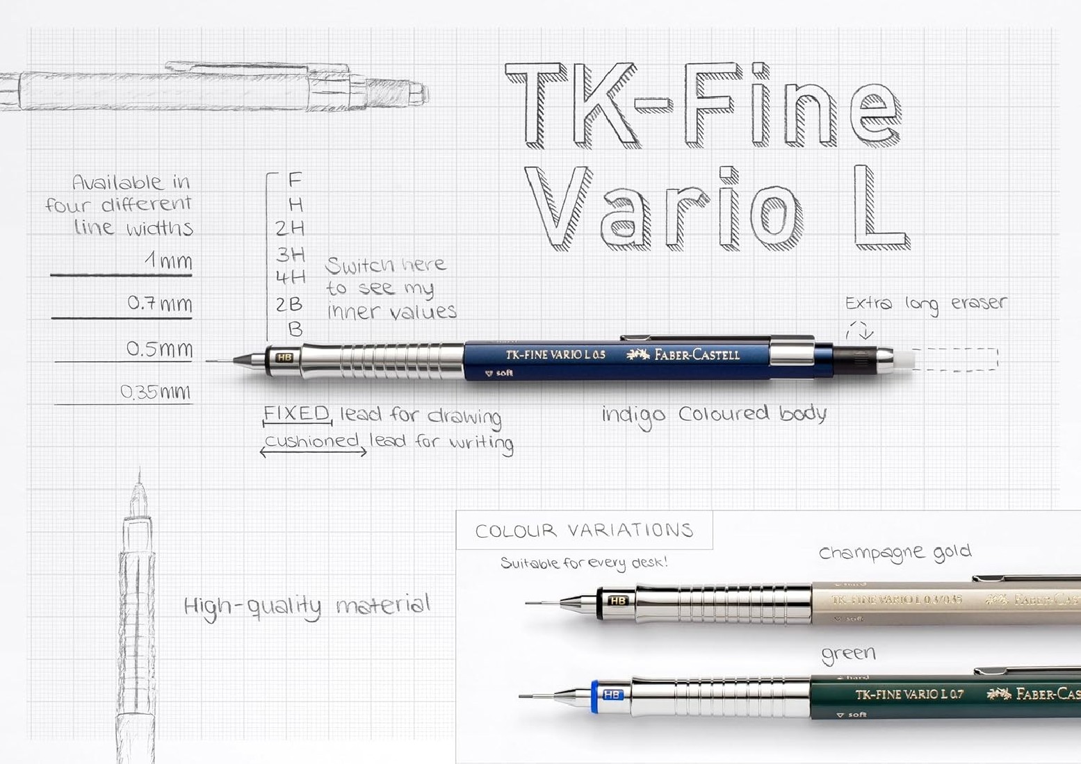 Faber Castell TK-Fine Vario Mechanical Pencil 0.7 mm Blue  135742