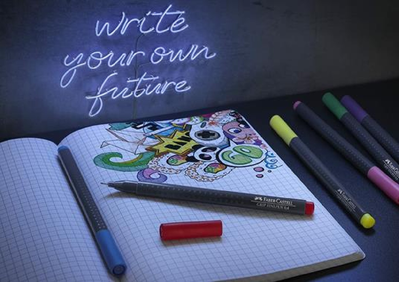 Set of 5 Neon Finepen Grip 0,4 151603 Faber Castell