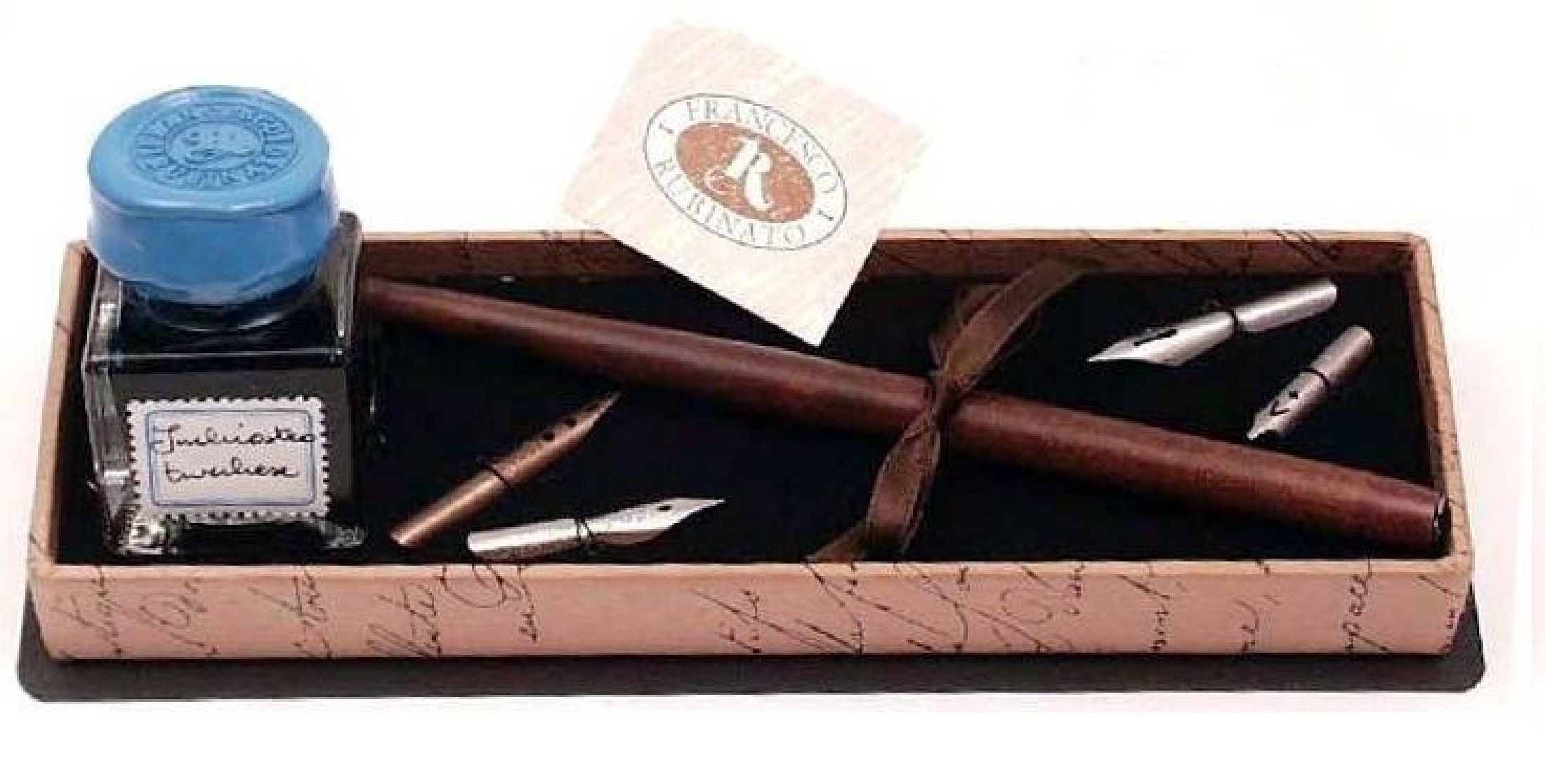 Francesco Rubinato art set 550 με ξύλινο κονδυλοφόρο με 4 μύτες &  μπουκάλι με μελάνι