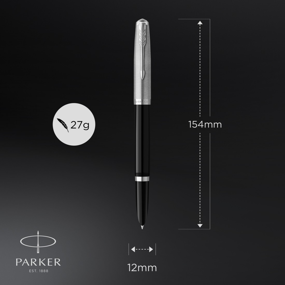 PARKER 51 BLACK RESIN CHROME TRIM FOUNTAIN PEN STEEL NIB