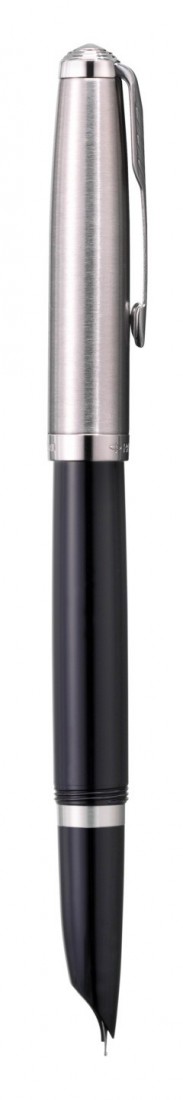 PARKER 51 BLACK RESIN CHROME TRIM FOUNTAIN PEN STEEL NIB
