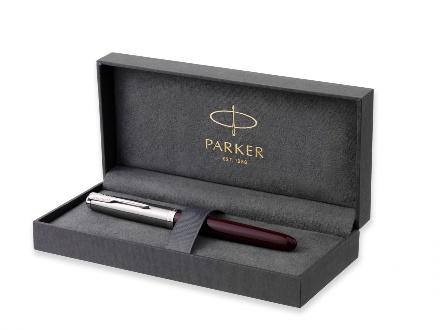 PARKER 51 BURGUNDY RESIN CHROME TRIM FOUNTAIN PEN STEEL NIB