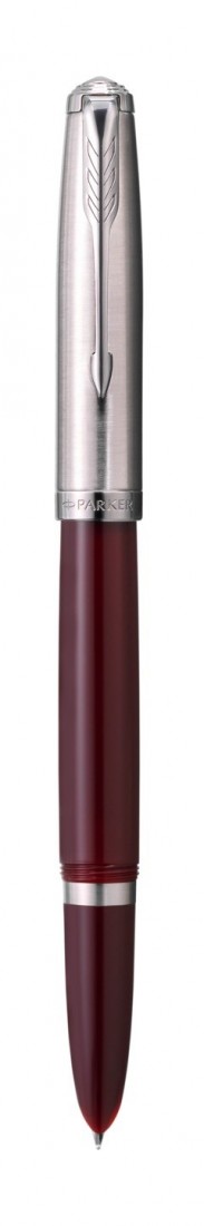 PARKER 51 BURGUNDY RESIN CHROME TRIM FOUNTAIN PEN STEEL NIB