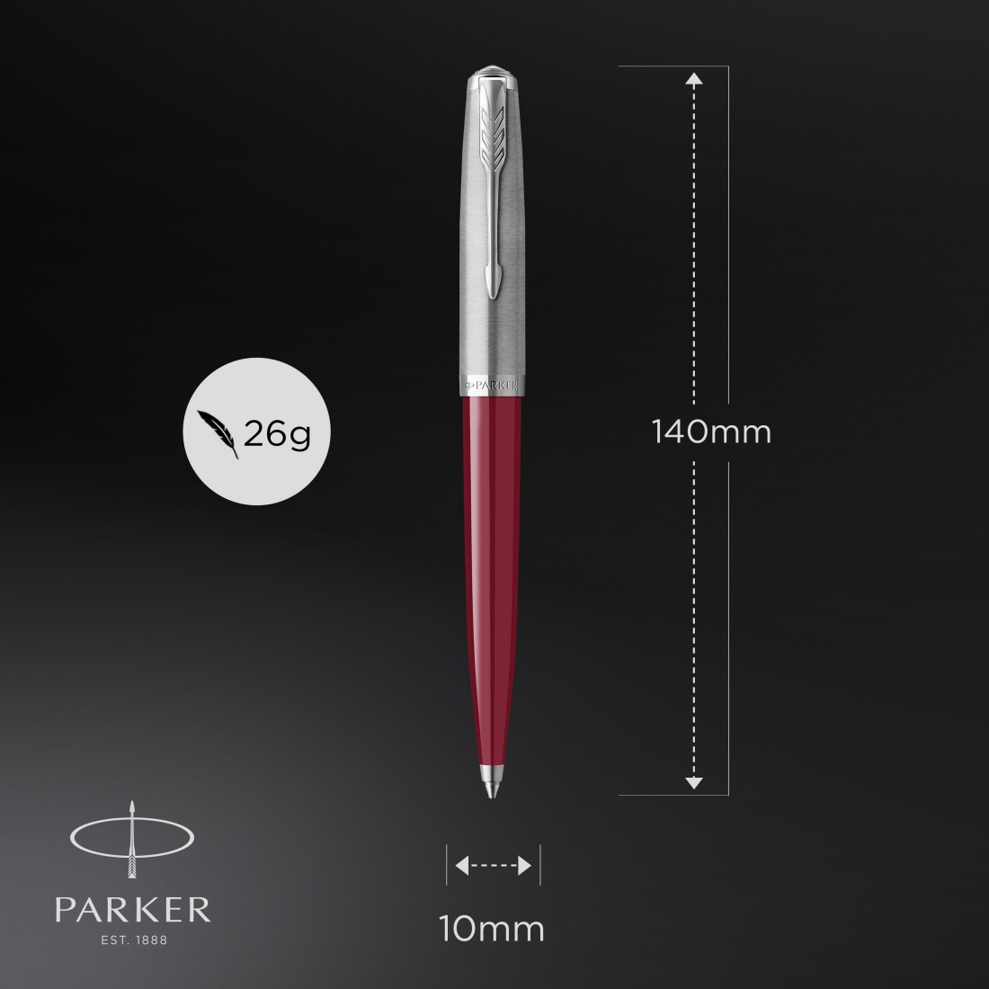 PARKER 51 BURGUNDY RESIN CHROME TRIM BALLPOINT PEN