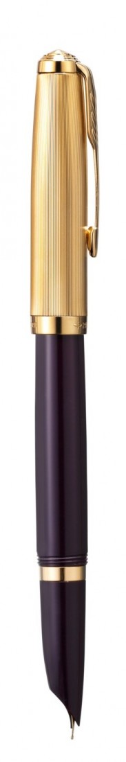 PARKER 51 DELUXE PLUM RESIN GOLD TRIM FOUNTAIN PEN - 18K SOLID GOLD  NIB