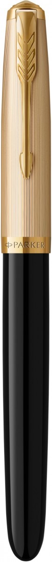 PARKER 51 DELUXE BLACK RESIN GOLD TRIM FOUNTAIN PEN - 18K SOLID GOLD  NIB