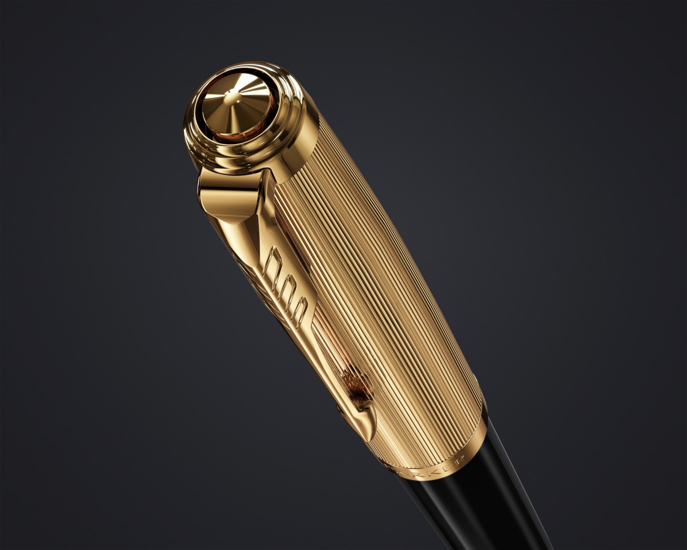 PARKER 51 DELUXE BLACK RESIN GOLD TRIM FOUNTAIN PEN - 18K SOLID GOLD  NIB