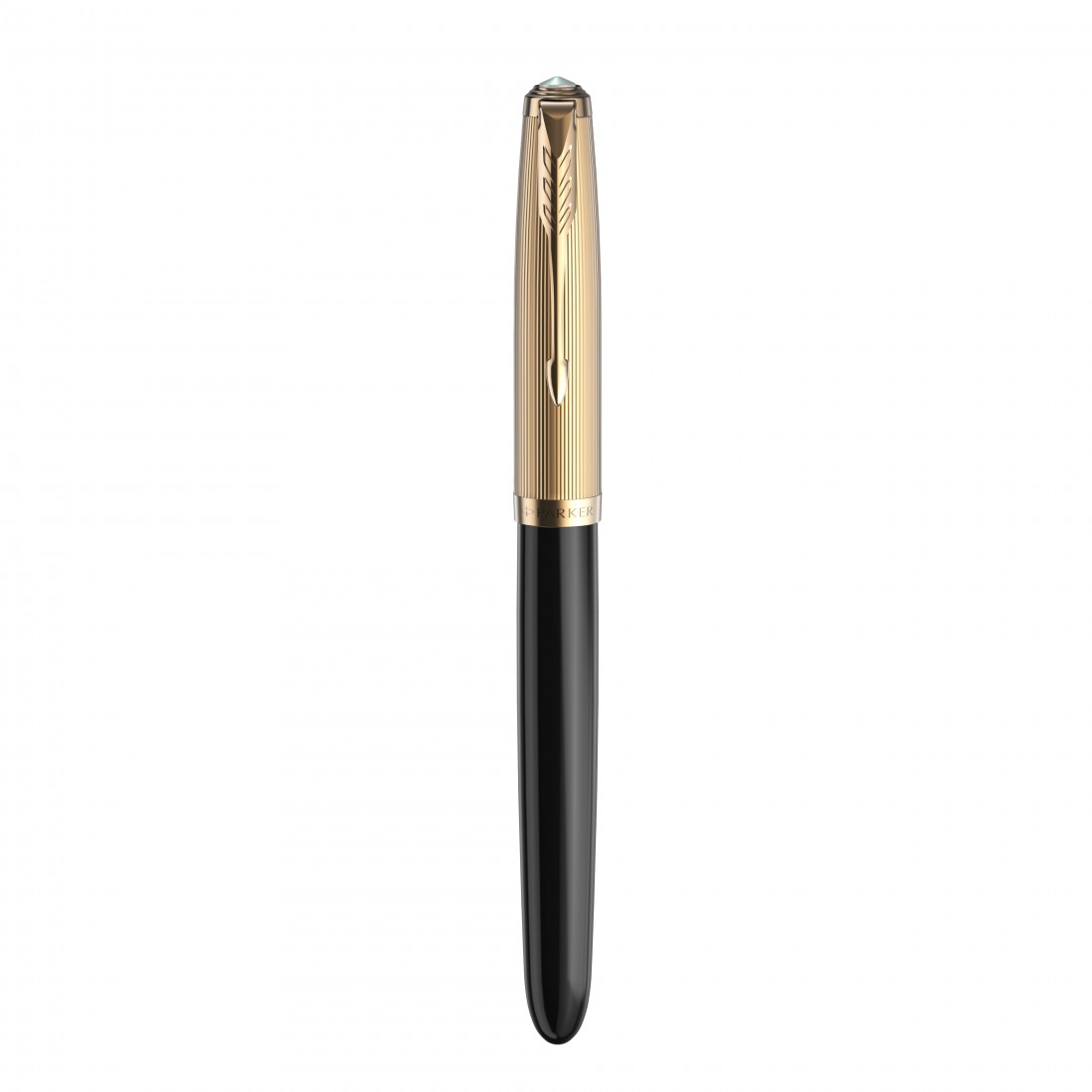 PARKER 51 DELUXE BLACK RESIN GOLD TRIM FOUNTAIN PEN - 18K SOLID GOLD  NIB