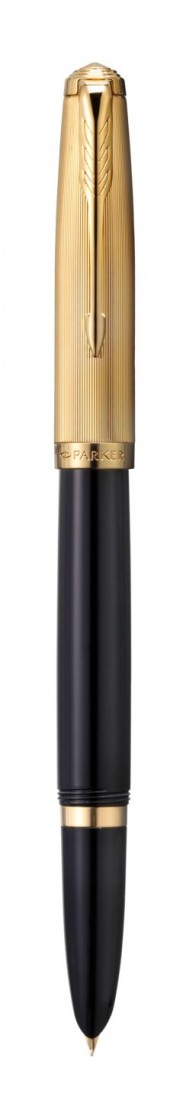 PARKER 51 DELUXE BLACK RESIN GOLD TRIM FOUNTAIN PEN - 18K SOLID GOLD  NIB