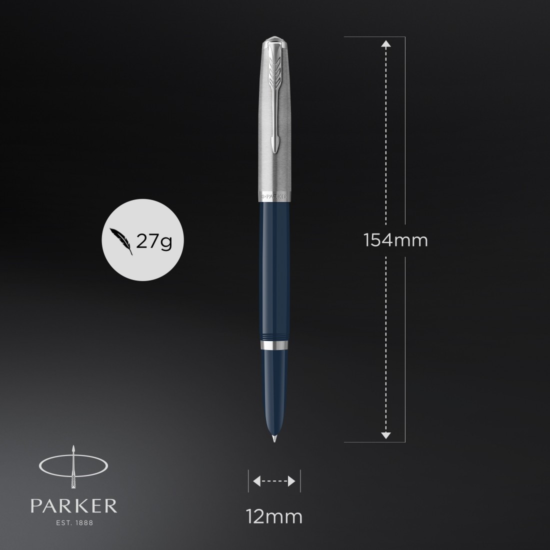 PARKER 51 MIDNIGHT BLUE RESIN CHROME TRIM FOUNTAIN PEN STEEL NIB