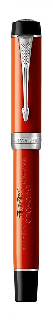 Parker Duofold Centennial Fountain Pen, Classic Big Red Vintage, Solid Gold Nib, Black Ink and Convertor (1931376)