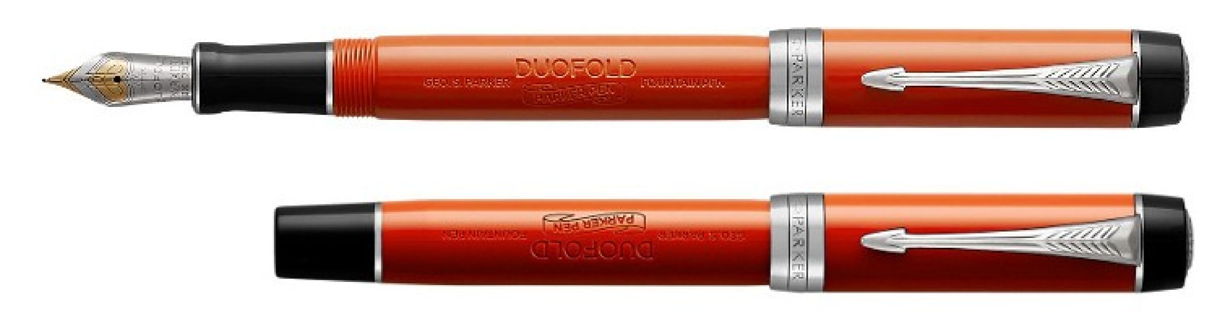 Parker Duofold Centennial Fountain Pen, Classic Big Red Vintage, Solid Gold Nib, Black Ink and Convertor (1931376)