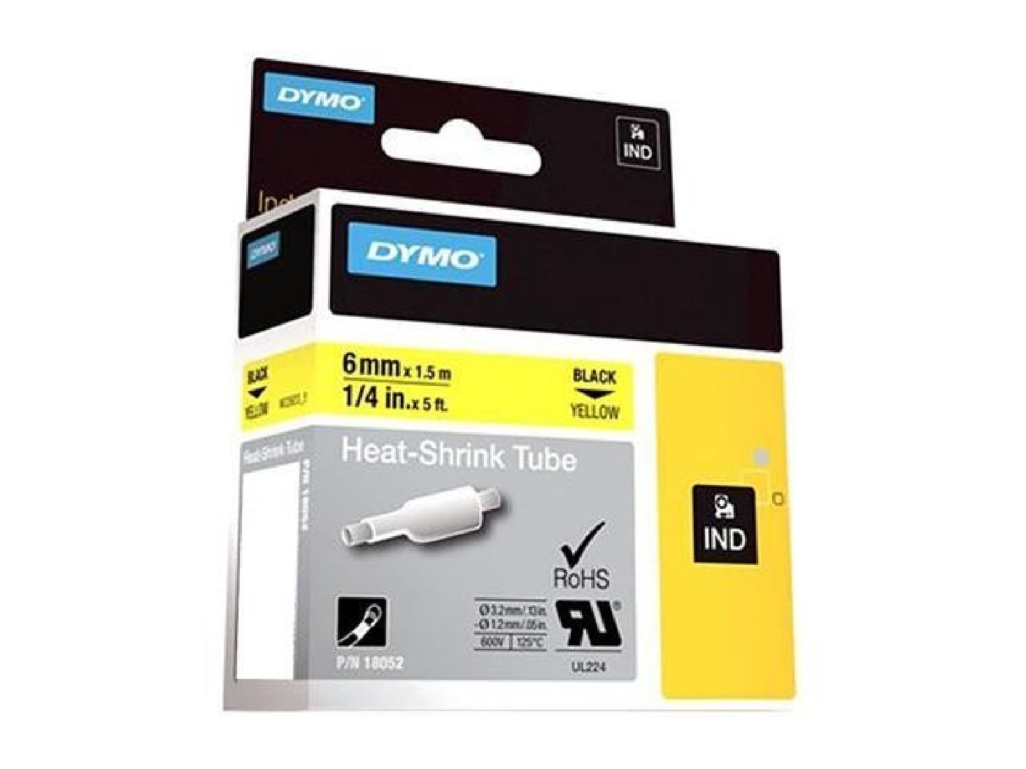 DYMO RHINO 6MM X 1.5Μ ΗΕΑΤ SHRINK TUBE YELLOW D18052