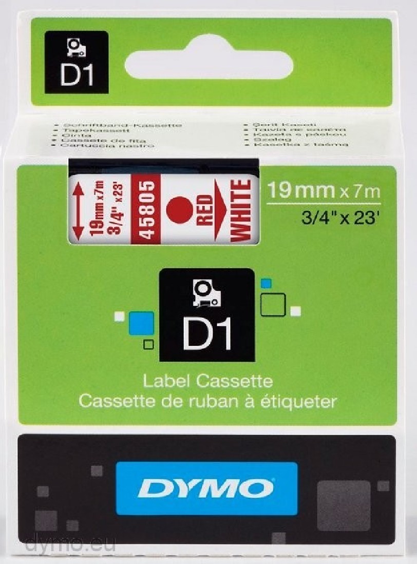 DYMO 45805 D1 ΤΑΡΕ 19MM X 7M RED on WHITE S0720850