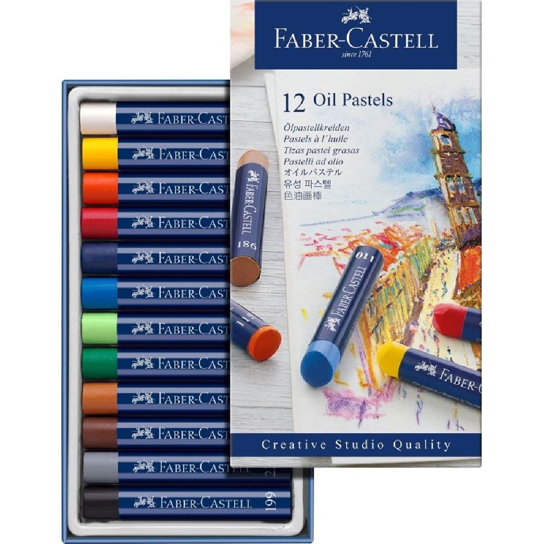 Faber Castell Oil pastels, cardboard wallet of 12, 127012