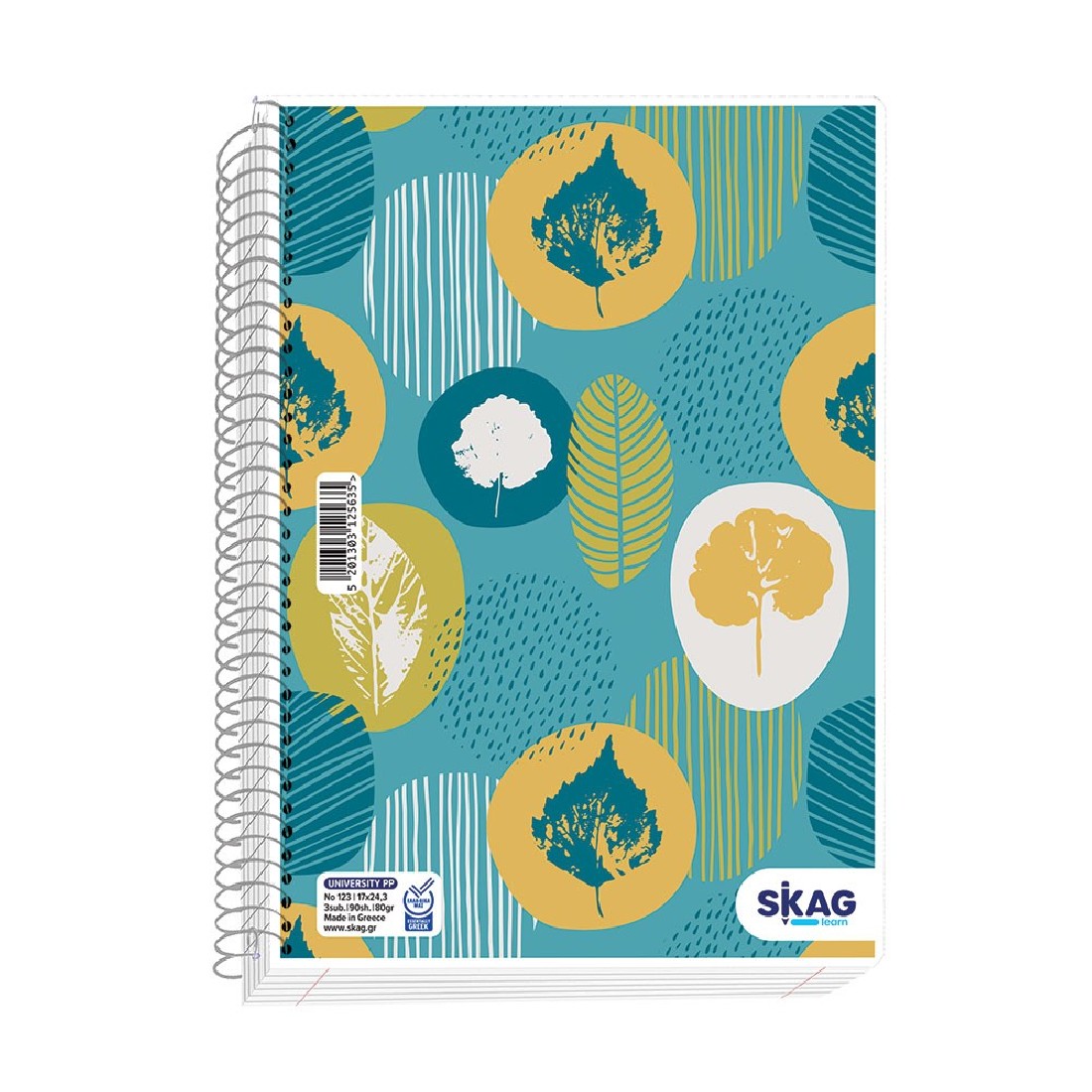 Τετράδιο σπιράλ 17χ25 1 θέμα  Ν121 university  Ρ.Ρ. Skag