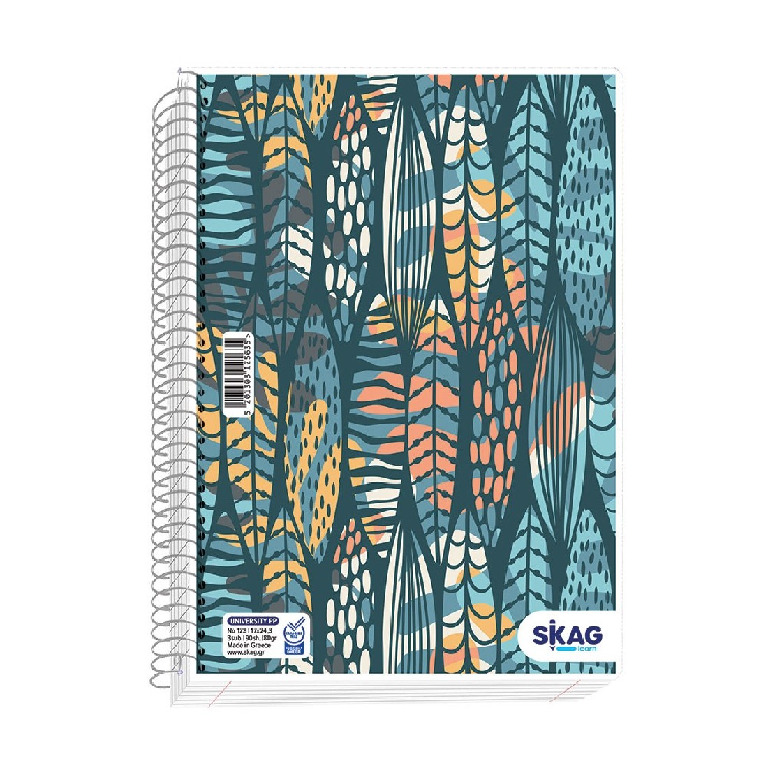 Τετράδιο σπιράλ 17χ25 1 θέμα  Ν121 university  Ρ.Ρ. Skag