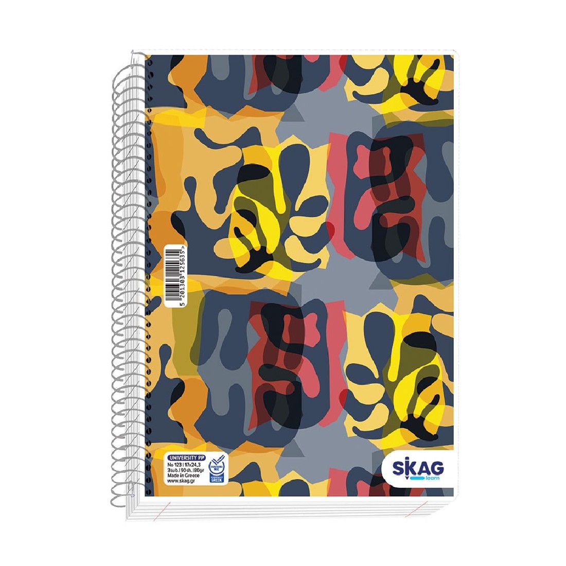Τετράδιο σπιράλ 17χ25 1 θέμα  Ν121 university  Ρ.Ρ. Skag