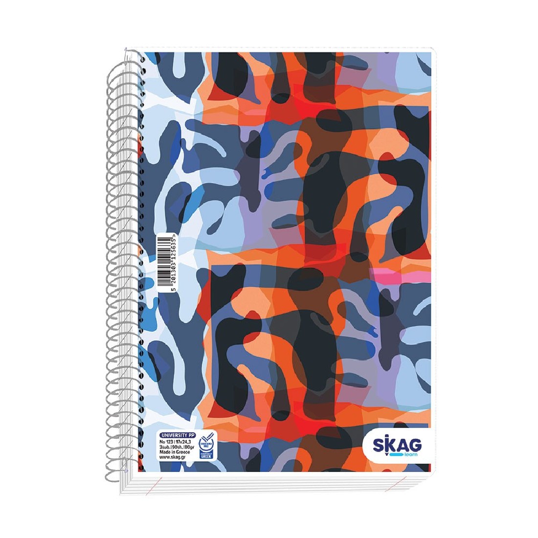 Τετράδιο σπιράλ 17χ25 1 θέμα  Ν121 university  Ρ.Ρ. Skag