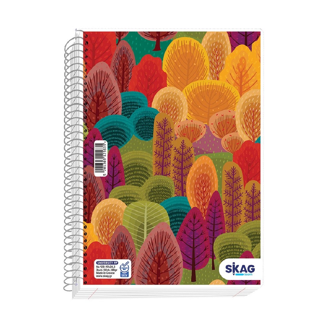 Τετράδιο σπιράλ 17χ25 1 θέμα  Ν121 university  Ρ.Ρ. Skag