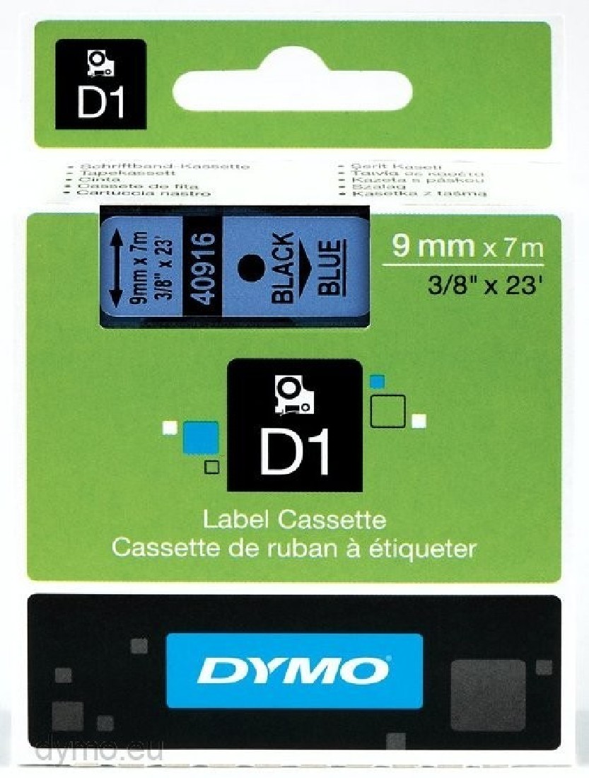 DYMO 40916 D1 ΤΑΡΕ 9MM X 7M BLACK on BLUE S0720710