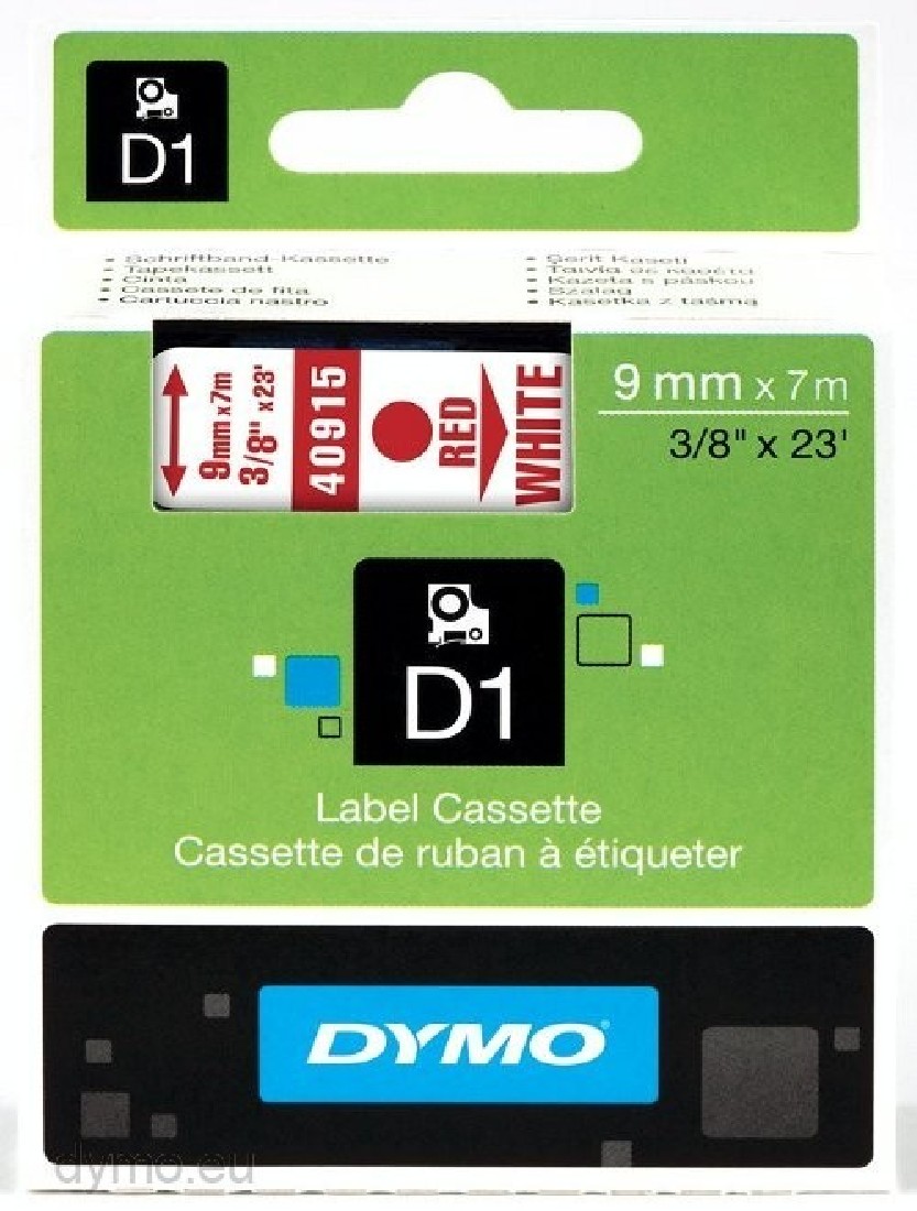 DYMO 40915 D1 ΤΑΡΕ 9MMx7M RED on WHITE S0720700