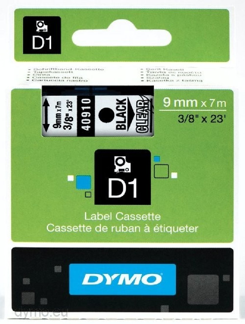 DYMO 40913 D1 ΤΑΡΕ 9MMx7M BLACK on WHITE S0720680
