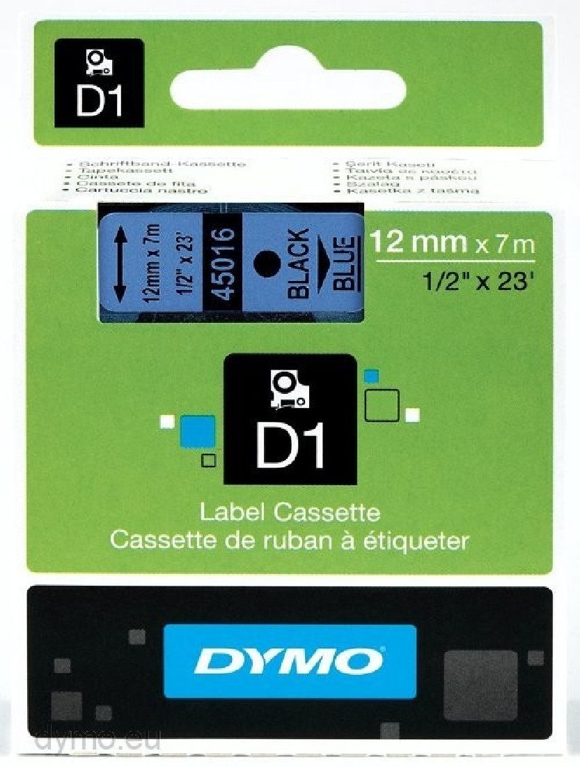 DYMO 45016 D1 ΤΑΡΕ 12MMx7M BLACK on BLUE S0720560