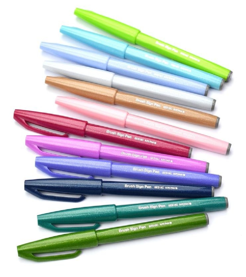 Pentel Fude Touch Brush Sign Pen - Pale Blue