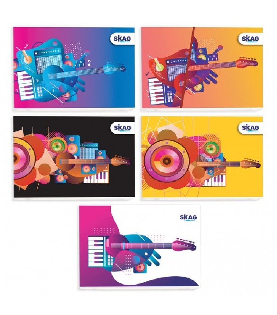 Τετράδιο Μουσικής Πεντάγραμμο Πλάγιο Καρφίτσα 23 x 17cm./80gr./40Φ Skag.